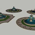 Decorative Multi Tiered Fountains In Various Shapes With Lotus Petal And Geometric Ground Designs