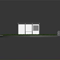 Modern Bus Stop Shelter Structure with Glass Walls Grass Area and Pavement Trash Can