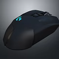 Black Ergonomic Gaming Mouse With Blue G Logo And RGB Lighting