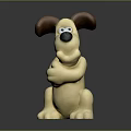 Cute Beige Stuffed Dog Doll With Brown Ears Sitting And Arms Crossed