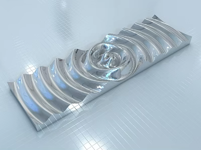 Silver Wavy Textured Perfume Cosmetic Holder With Smooth Glossy Surface On Light Grid Background 3d model