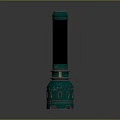 Green Metal Flashlight With Vintage Design Detailed Surface And Black Grip For Tactical Use