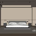 Modern Bedroom Interior With Black Headboard White Bedding Neutral Wall And Accent Chair Area Rug