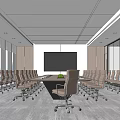 Modern Meeting Room Meeting Room Meeting Table and Chair Combination Display Screen Floor to Floor Window Roller Shutter Office Chair 3d model