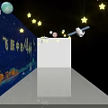 Starry Sky Theme Activity Passage With Deep Blue Walls Ceiling Stars And Planet Murals