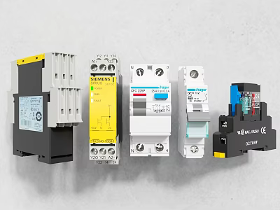 Household Electrical Safety Devices Including Various Circuit Breakers And Protectors 3d model