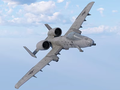 Military Fighter Jet Flying High in Blue Sky with White Clouds 3d model