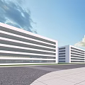 Modern School Building With White Exterior Multi Story Structure And Green Lawn