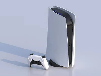 Modern Home Entertainment Gaming Console With White Black Design And Wireless Controller 3d model
