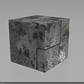 Rustic Wood and Stone Cube With Natural Surface Texture and Decorative Design 3d model