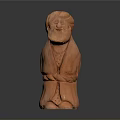 Traditional Hand Carved Wooden Sculpture of Bearded Man with Crossed Hands