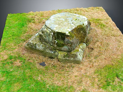 Weathered Stone Structure With Mossy Surface On Green Grass Outdoor Area 3d model