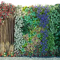Vibrant Living Plant Wall With Diverse Green Plants Colorful Flowers And Natural Foliage