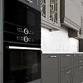 Modern Kitchen Cabinets With Dark And Light Design Marble Countertop Glass Door And Oven