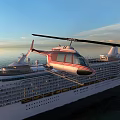 Luxury Yacht with Helicopter on Deck Sailing on Calm Sea Under Blue Sky