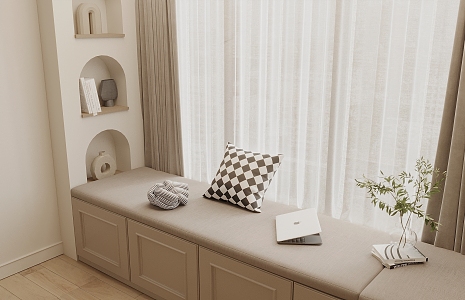 Modern Cream Wind Floating Window Cabinet Floating Window Pad Floating Window Sill Storage Cabinet Jewelry Ornaments 3d model