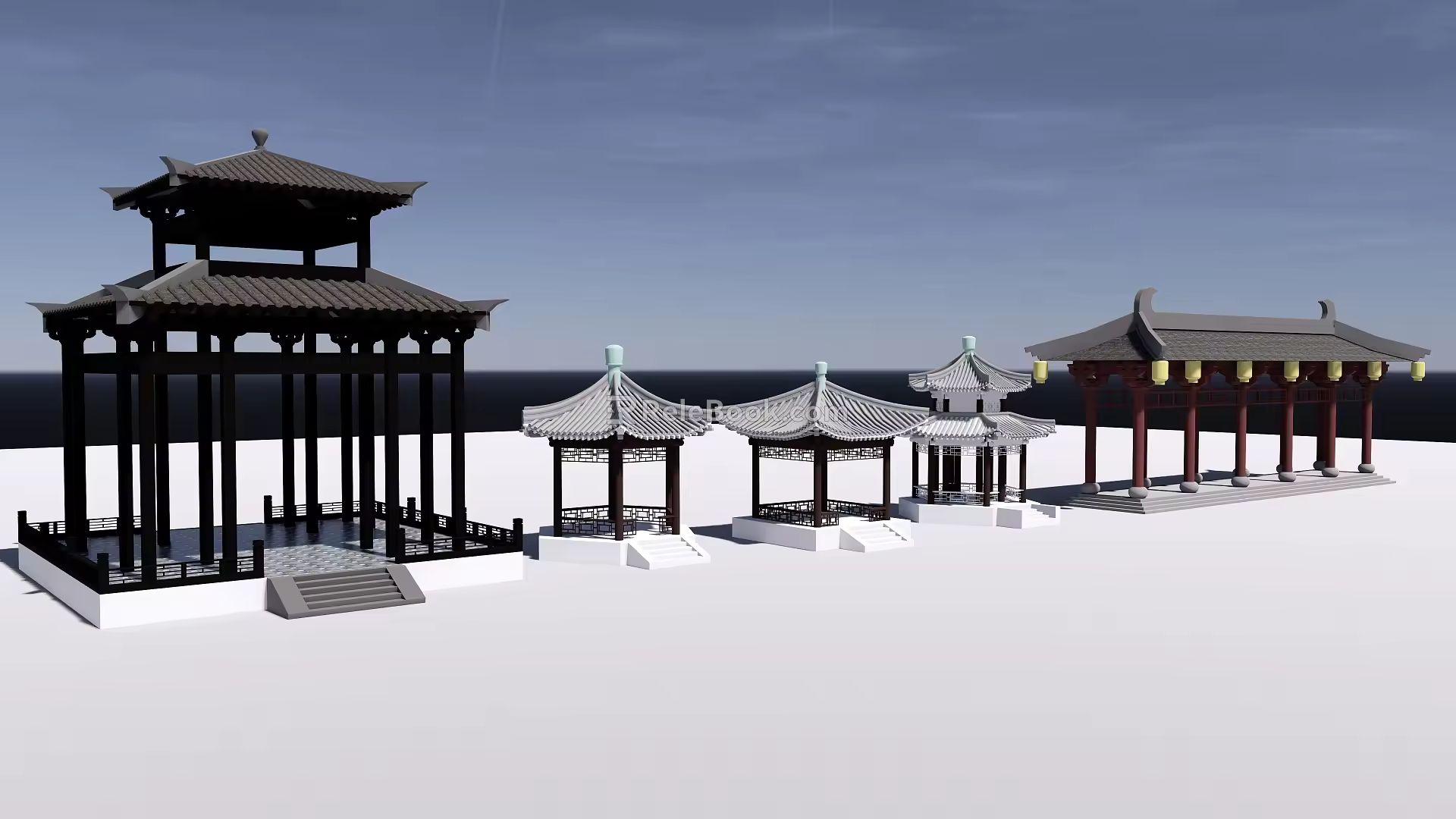 Chinese style pavilion classical 3d model