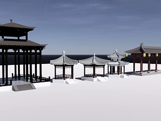 Chinese style pavilion classical 3d model