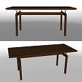 Modern Wooden Dining Table With Rectangular Top And Four Legs Design 3d model