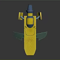 Yellow And Green Sci Fi Spaceship Model With Unique Structure And Design