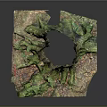 Rustic Wood Tree Trunk Decor with Stone Accents Green Moss and Extended Roots