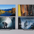 Television Screens Display Natural Landscape Images Elephant Scene And Countdown Timer 3d model