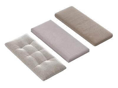 Three Different Light Gray Beige Textured Seat Cushions For Home Decoration 3d model