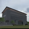 Modern Office Building Exterior Design With Glass Facade Stone Cladding And Landscaped Entrance