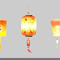 Traditional Chinese Lanterns With Decorative Patterns Hanging In Starry Night Sky