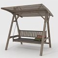 Outdoor Wooden Playground Swing With Canopy Bench And Soft Comfortable Cushions