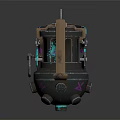 Tactical Mechanical Weapon With Vibrant Green Pink Accents And Metallic Structure
