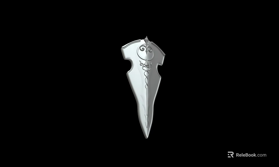 Stylish Silver Decorative Dagger With Intricate Blade Design On Black Background 3d model 