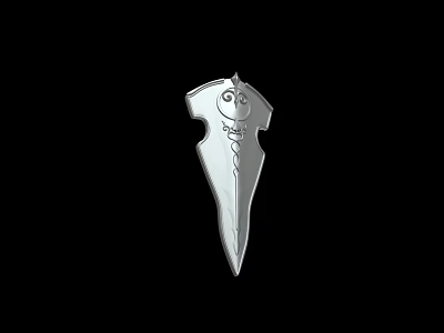 Stylish Silver Decorative Dagger With Intricate Blade Design On Black Background 3d model