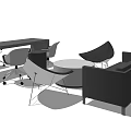 Modern Office Desk Setup With Chair Sofa And Round Table Interior 3d model