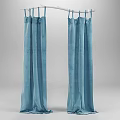 Light Blue Velvet Curtains With Pleated Design For Modern Interior Decor 3d model