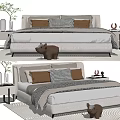 Cozy Modern Double Bed Featuring Soft Mattress Decorative Pillows and Bedside Tables 3d model