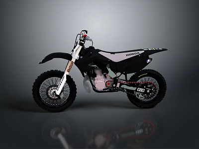 Honda Dirt Bike Black Design With White Red Accents And Modern Off Road Styling 3d model