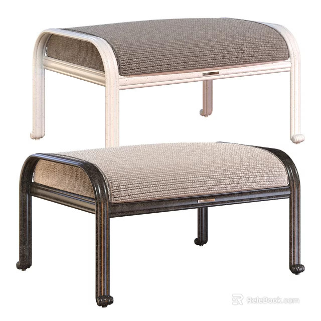 Upholstered Benches With Light And Dark Metal Frames 3d model 