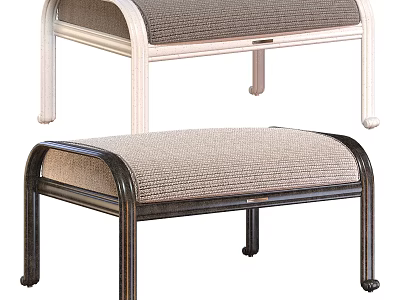 Upholstered Benches With Light And Dark Metal Frames 3d model