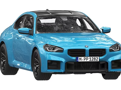 Blue BMW Coupe Front View With Sleek Design And Sporty Exterior 3d model
