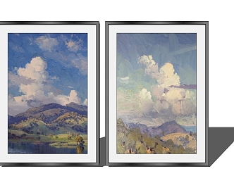 Modern Landscape Painting Decorative Painting Hanging Painting Combination 3d model