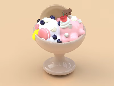 Ice Cream Ice Cream Snack Dessert Cold Drink Food Mousse 3d model
