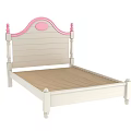 Double Bed With White Frame Pink Arched Headboard And Circular Accent 3d model