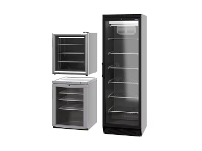 Stainless Steel and Black Kitchen Appliances with Glass Door Display Cabinets 3d model