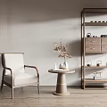 New Chinese Style Single Sofa Bookshelf Side Chair 3d model
