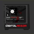 Digital Power PC Case with Transparent Side Panel RGB Cooling Fans and Internal Components 3d model