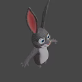 Cute Cartoon Rabbit Character With Long Ears Big Eyes And Open Arms On Dark Background