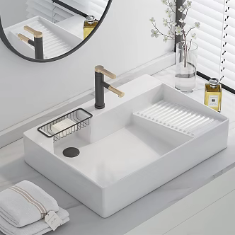 Modern wash basin wash basin combination wash basin towel green plant soap 3d model