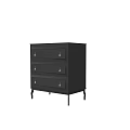 Black Modern Chest of Drawers with Three Drawers and Slim Legs Design