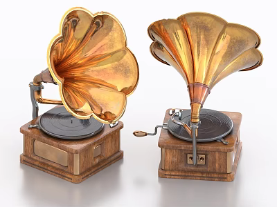 Vintage Gramophone Decorative Ornament Set for Home Decor Accent Antique Style 3d model